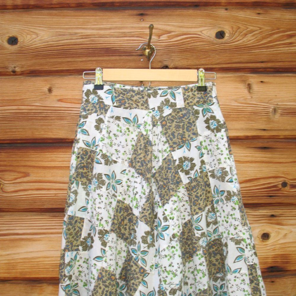 Blue Cream Patchwork Maxi Skirt - Picture 6 of 10
